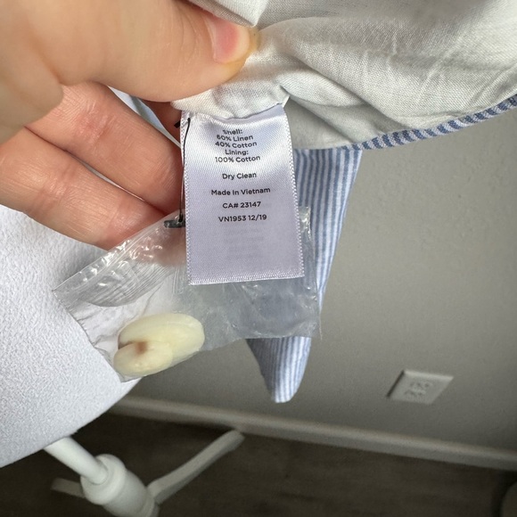 Talbots Blue White Stripe Linen Blend Lightweight Blazer Women 8 Academia Career - Picture 4 of 6